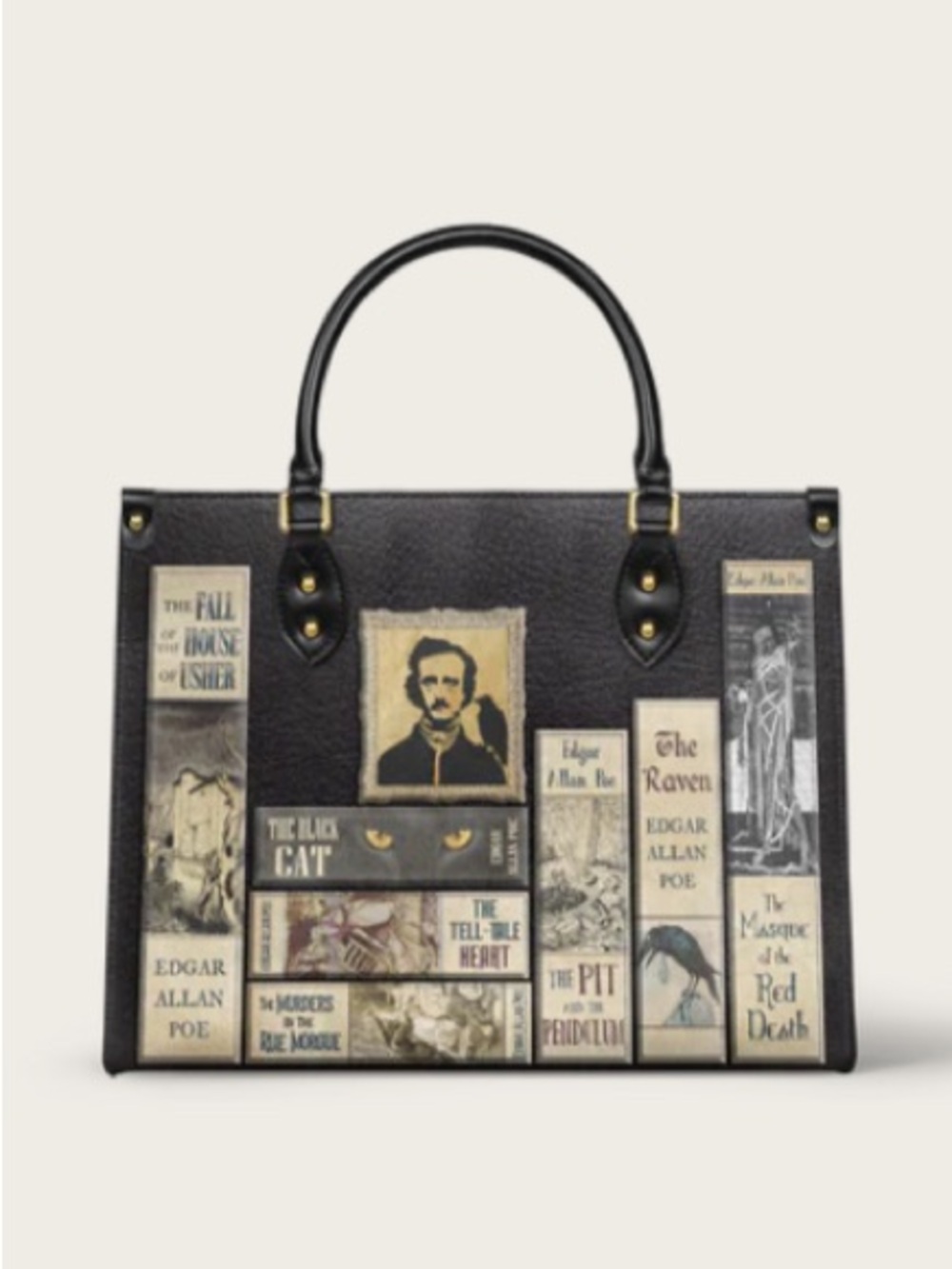 Lettoria "POE'S LIBRARY" ASHEN BLACK LEATHER HANDBAG 🆕